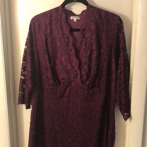 Kiyonna Purple Scalloped Boudoir Lace Dress